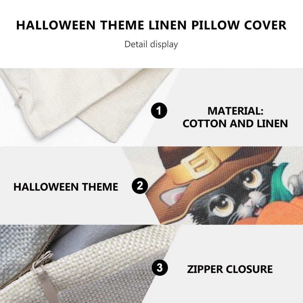 1PC Halloween Pillowcase Pillow Cover Sofa Cushion Cover Pumpkin Cat Pillowcase