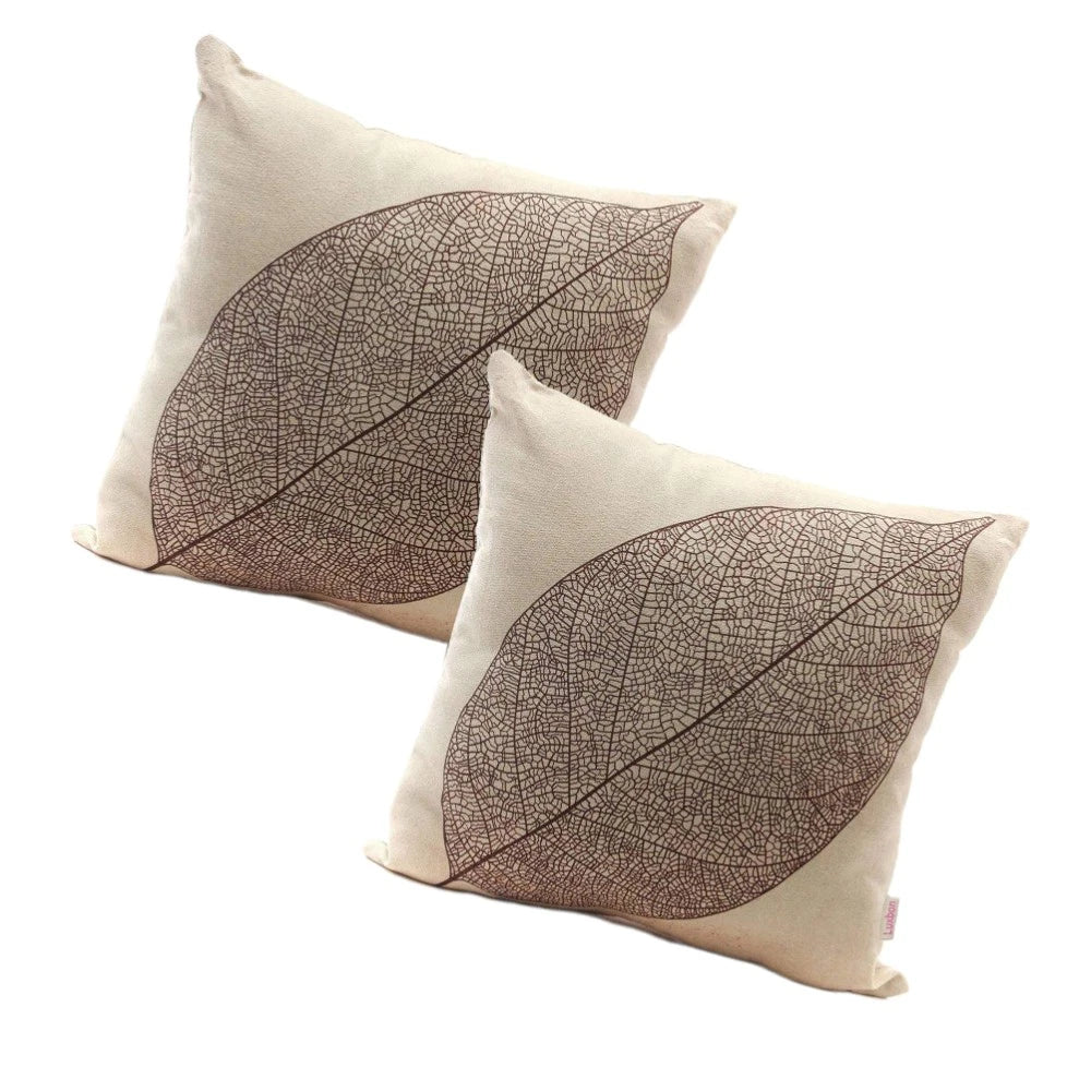 2 Pcs Leaf Pillow Cover Cushion Autumn Linen Sofa Pillowcase Square