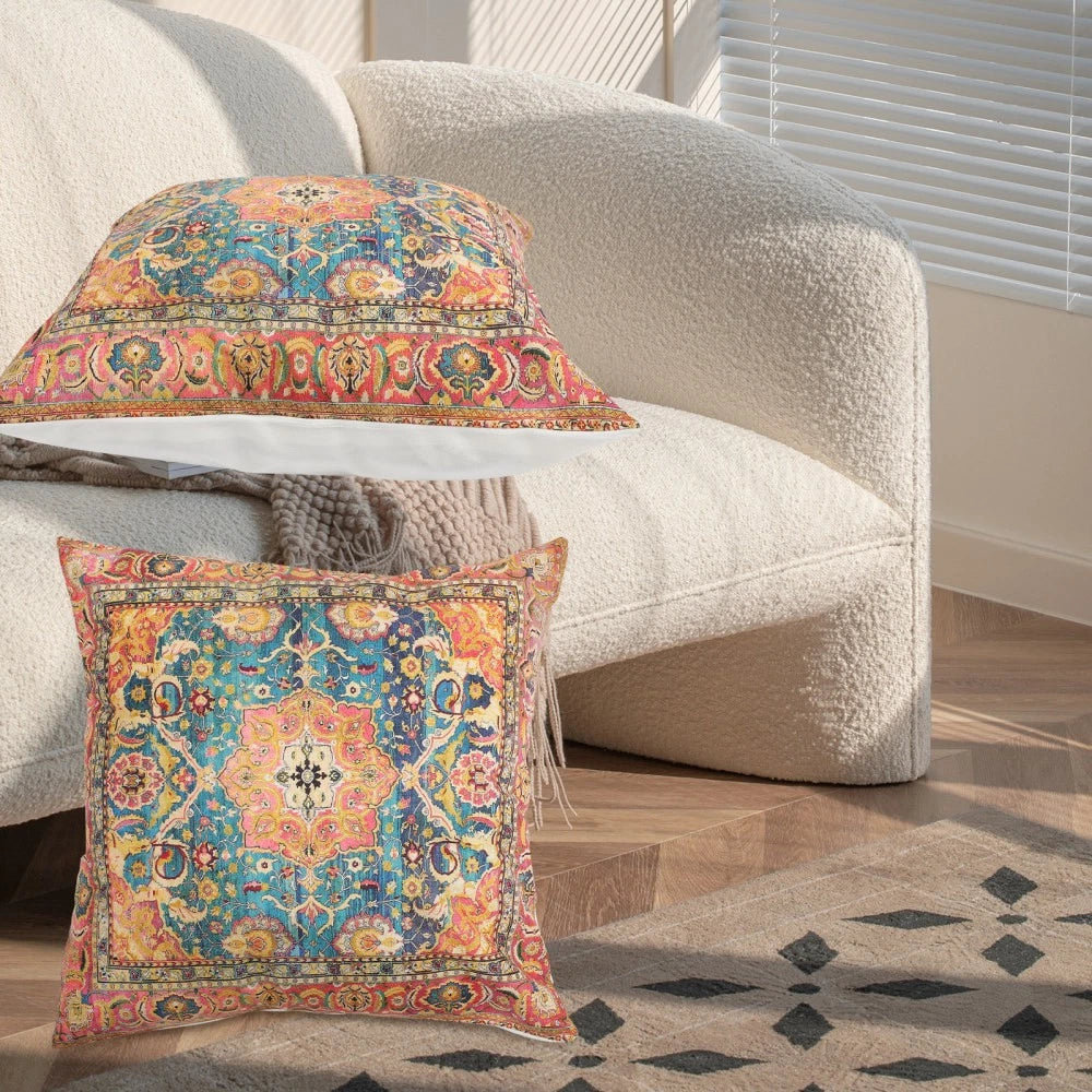 2 Pcs Pillow Case Cushion Cover Boho Style Ethnic Covers Sofa Bed