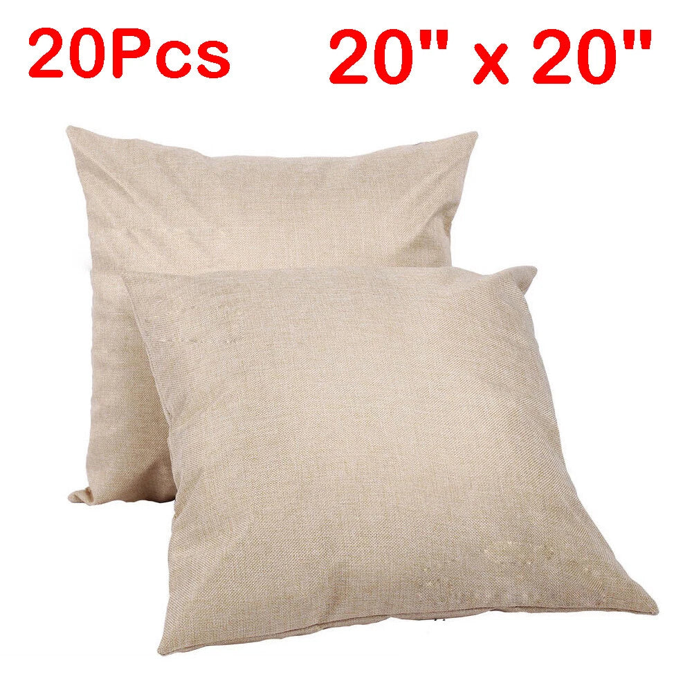 20Pcs 20" x 20" Sublimation Blanks Pillow Case Sofa Waist Throw Cushion Cover