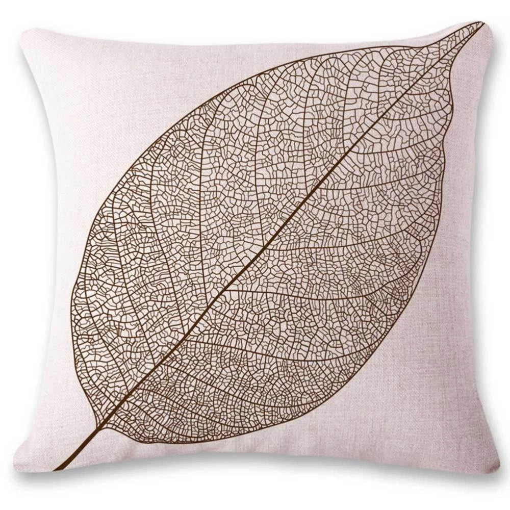 2 Pcs Leaf Pillow Cover Cushion Autumn Linen Sofa Pillowcase Square