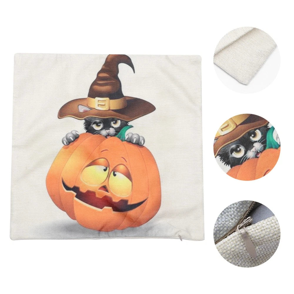 1PC Halloween Pillowcase Pillow Cover Sofa Cushion Cover Pumpkin Cat Pillowcase