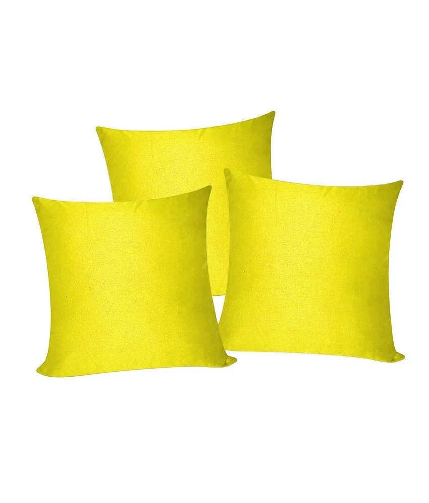 3 x Plain Satin 18x18 Yellow Cushion Cover / Pillow Cases /Sofa Décor