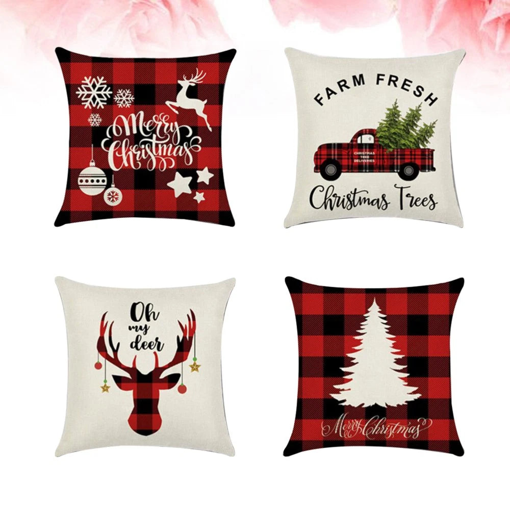 4 PCS Square Cushion Cover Sofa Pillowcase Printing Pillow Covers Bed Pillowcase