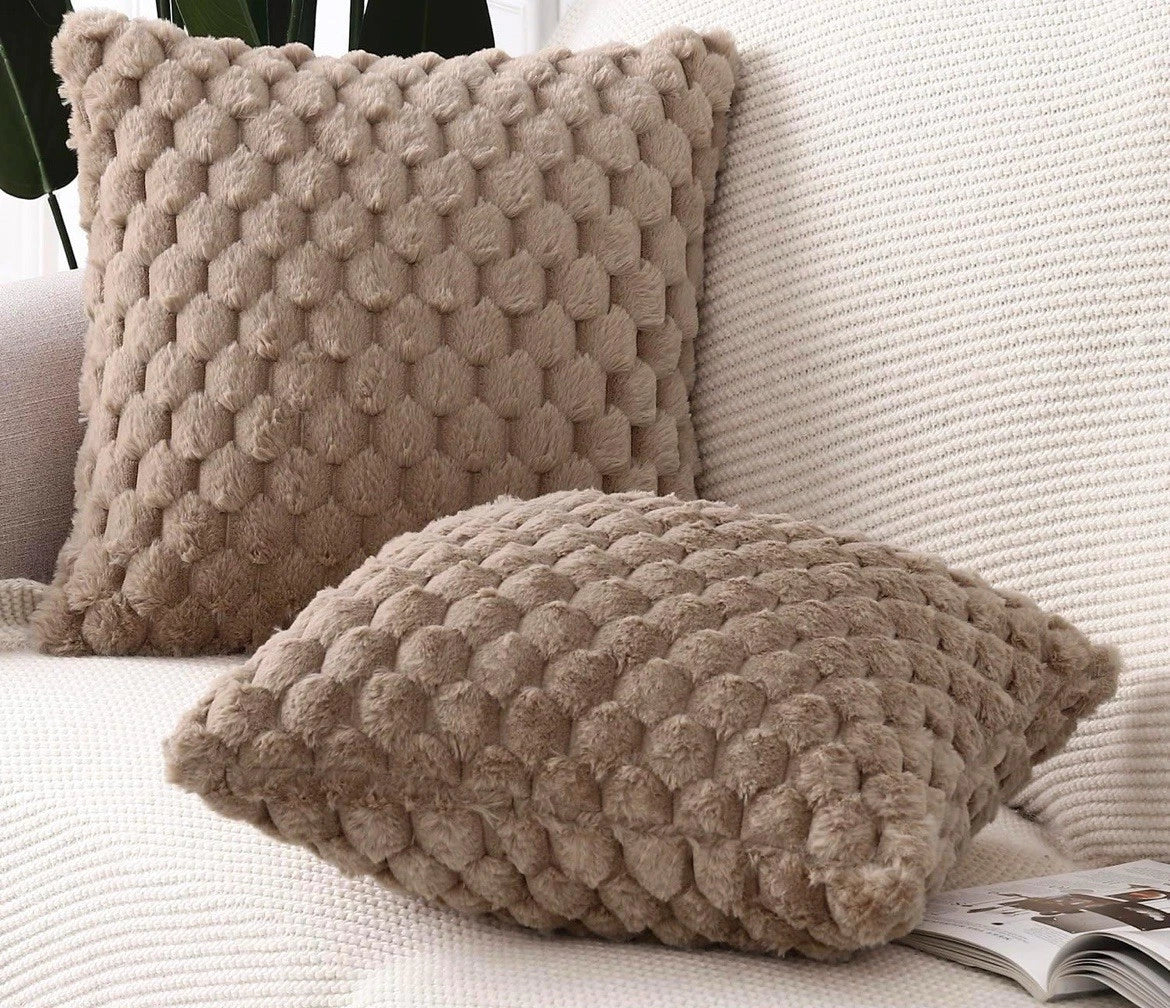 25 X 25 in Faux Fur Soft Fabric Throw Pillow Covers Case Sofa Bed Cushion Cover