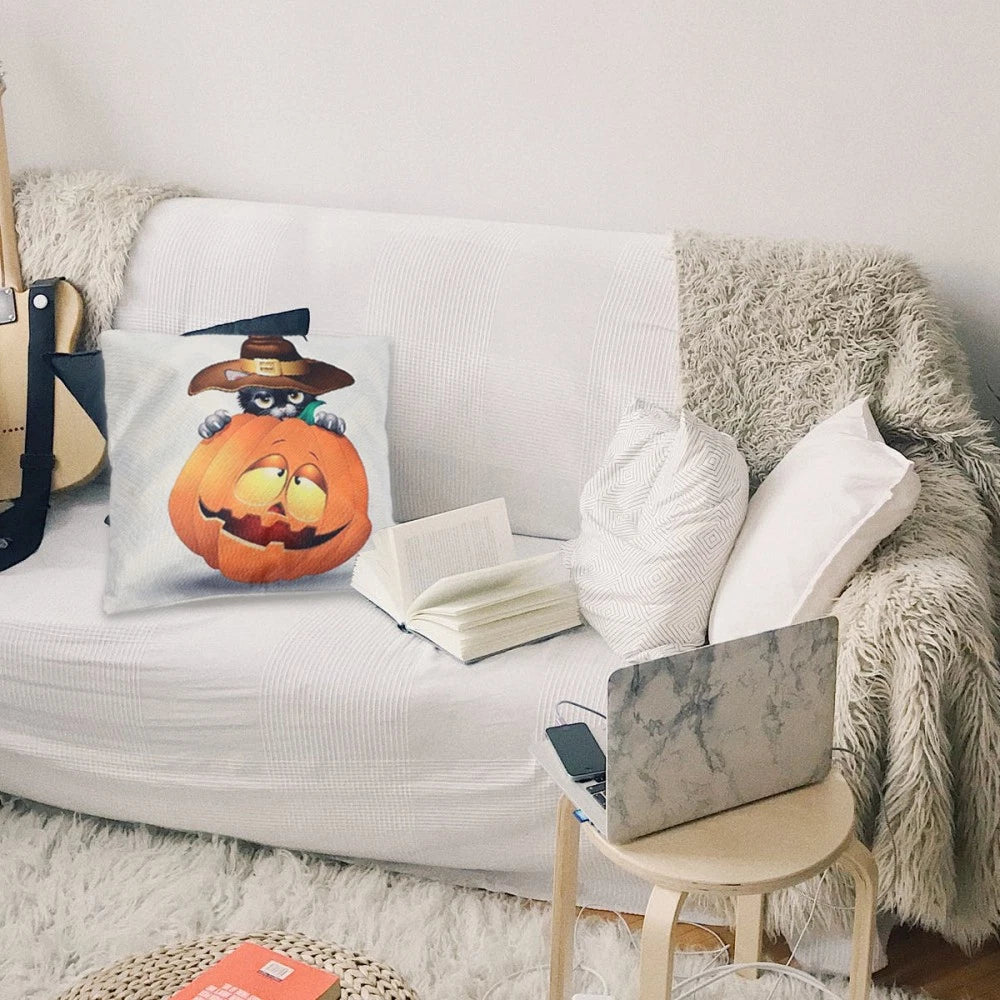 1PC Halloween Pillowcase Pillow Cover Sofa Cushion Cover Pumpkin Cat Pillowcase