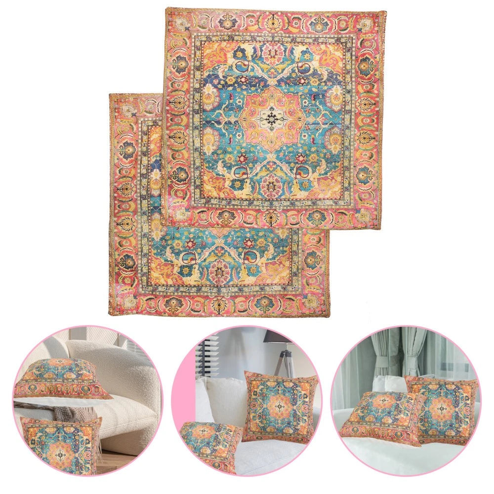 2 Pcs Pillow Case Cushion Cover Boho Style Ethnic Covers Sofa Bed