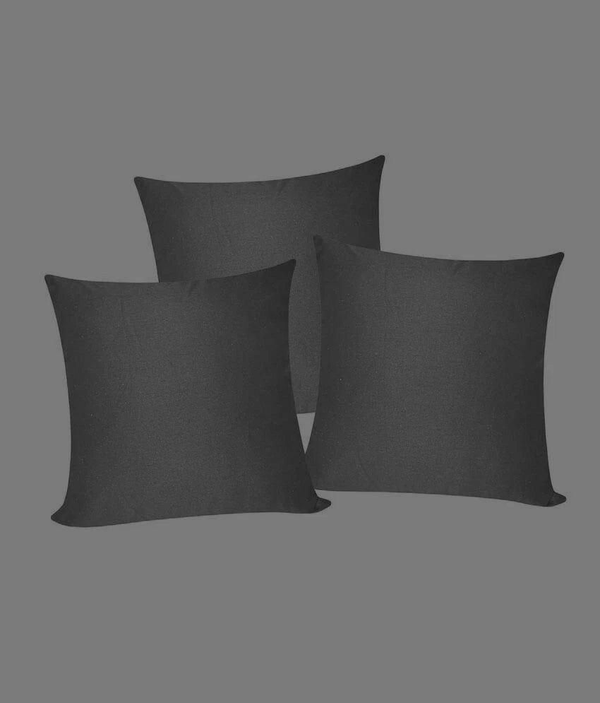 3 x Plain Satin 16x16 Black Cushion Cover / Pillow Cases /Sofa Décor