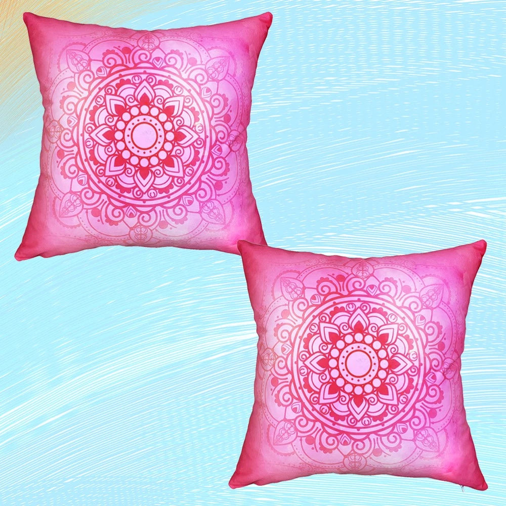 2 Pcs Yoga Pattern Pillowcase with Floral Cushion Cover for Couch