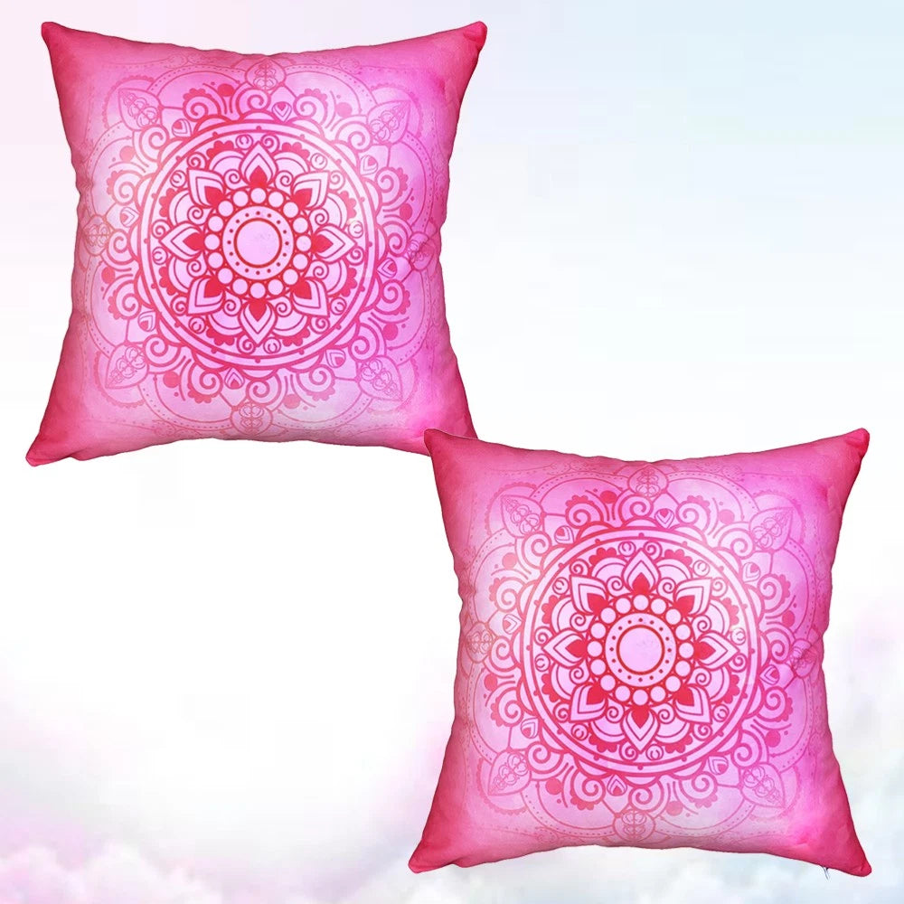 2 Pcs Yoga Pattern Pillowcase with Floral Cushion Cover for Couch