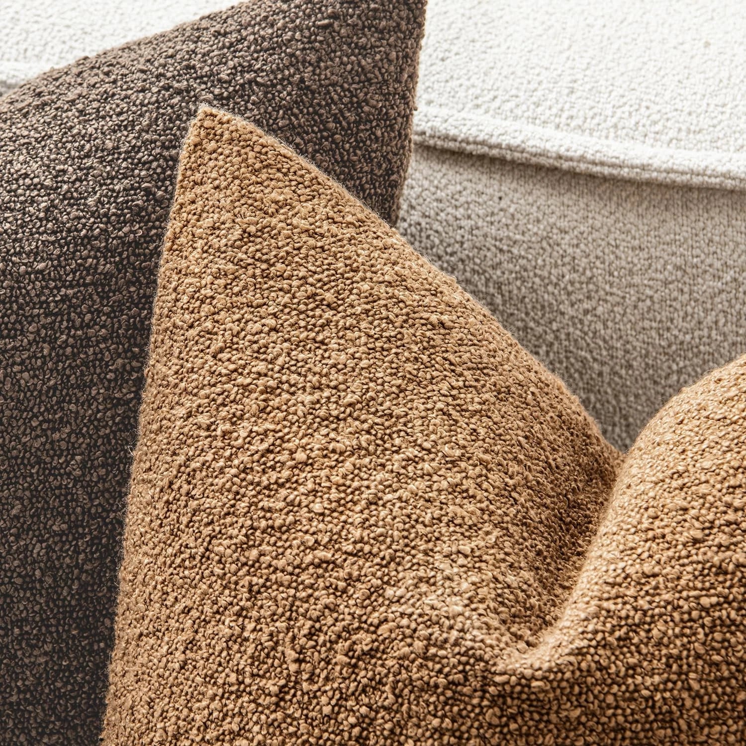 20x20 Inch Decorative Pillow Covers for Couch Bed Set of 2 Textured Boucle Ne...