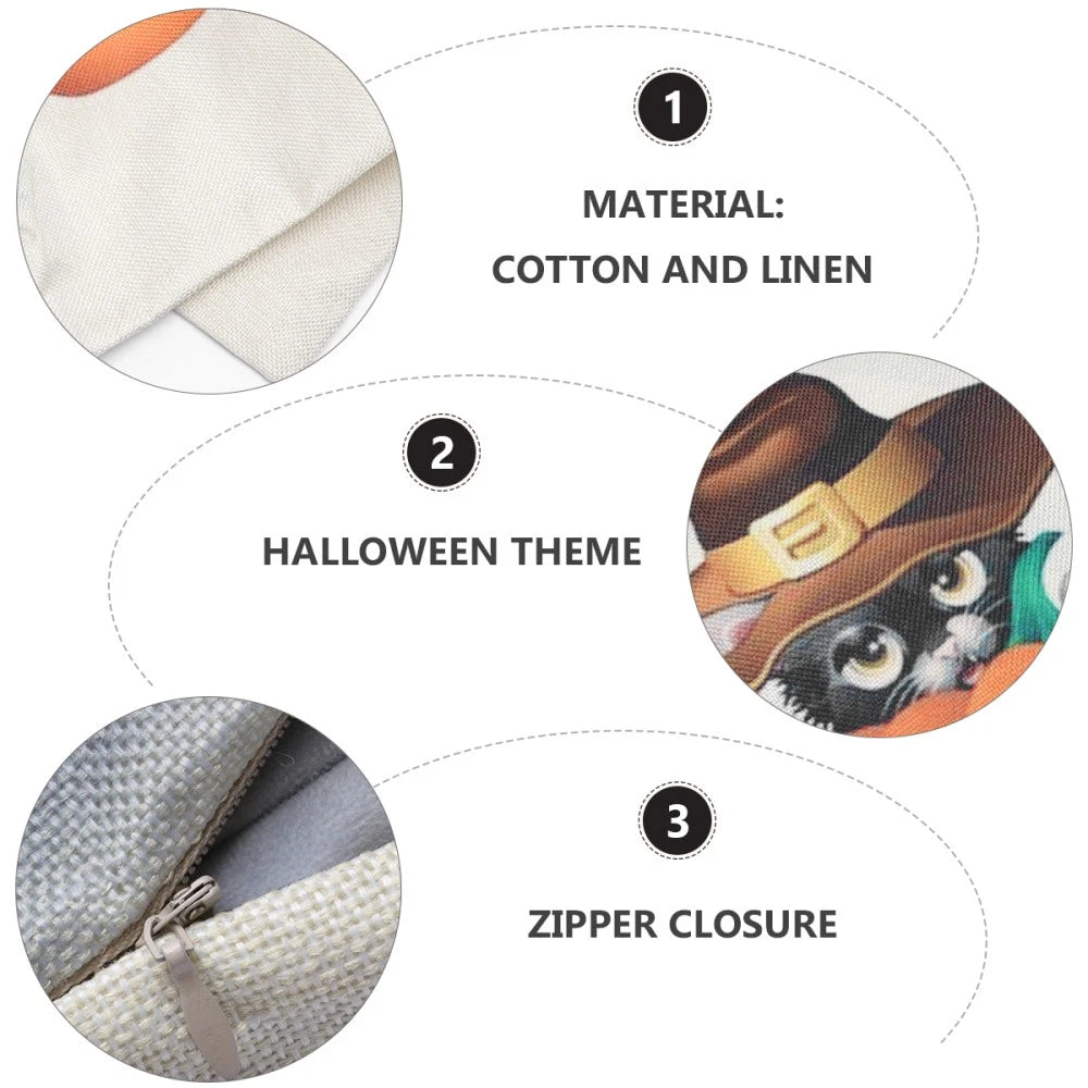 1PC Halloween Pillowcase Pillow Cover Sofa Cushion Cover Pumpkin Cat Pillowcase