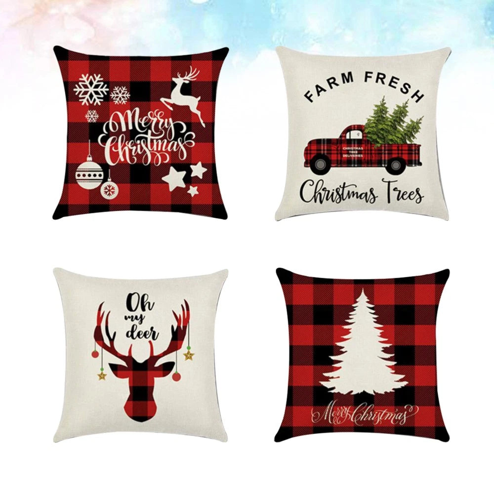 4 PCS Square Cushion Cover Sofa Pillowcase Printing Pillow Covers Bed Pillowcase