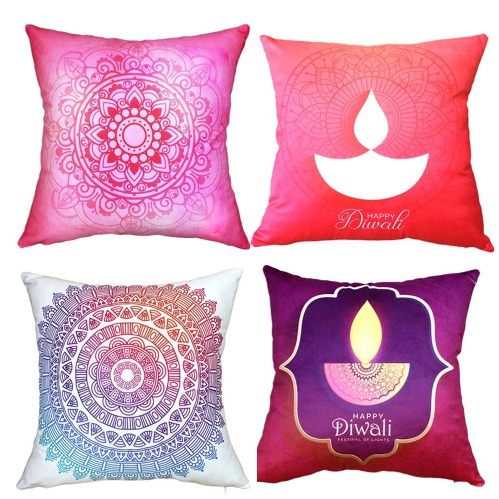 2 Pcs Yoga Pattern Pillowcase with Floral Cushion Cover for Couch