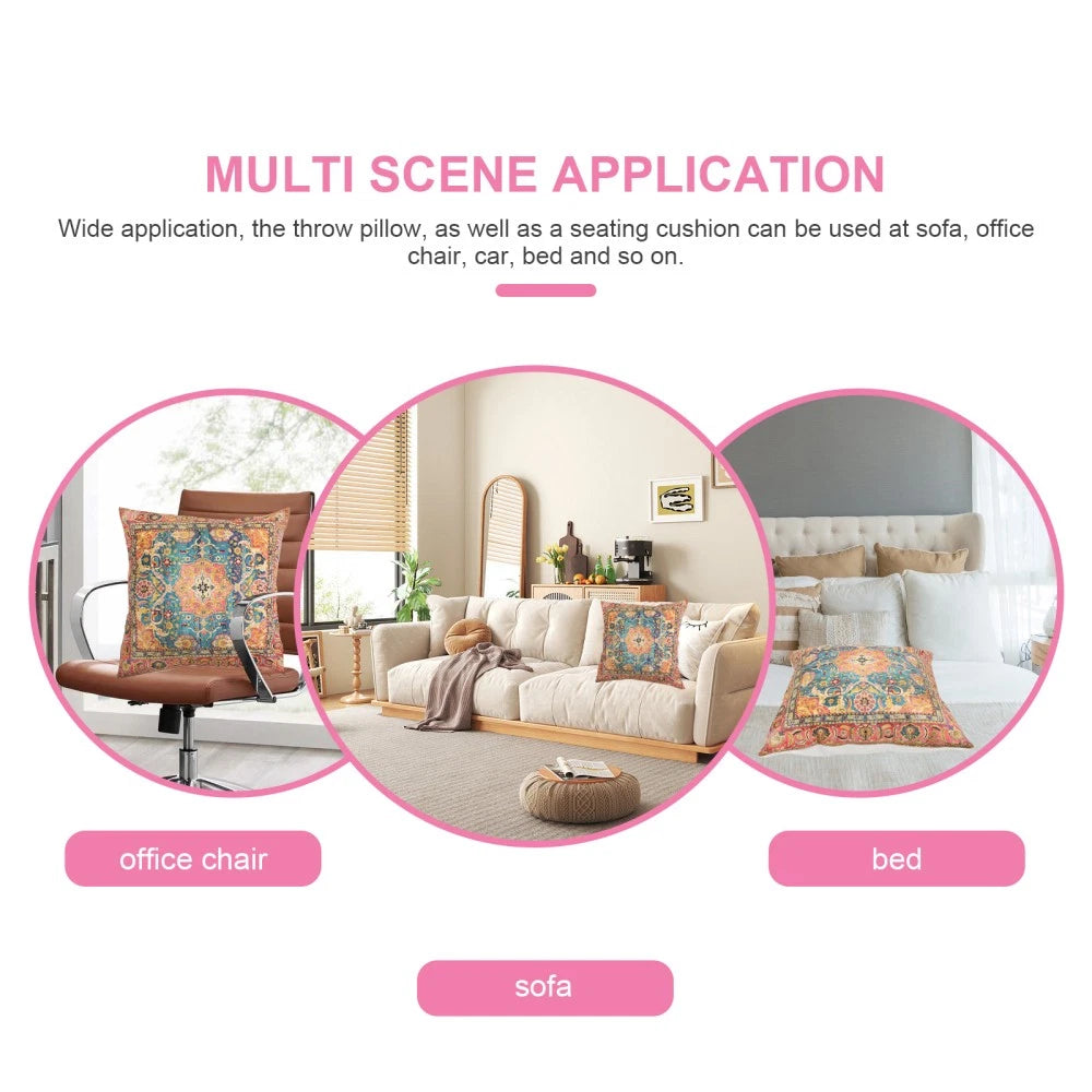 2 Pcs Pillow Case Cushion Cover Boho Style Ethnic Covers Sofa Bed