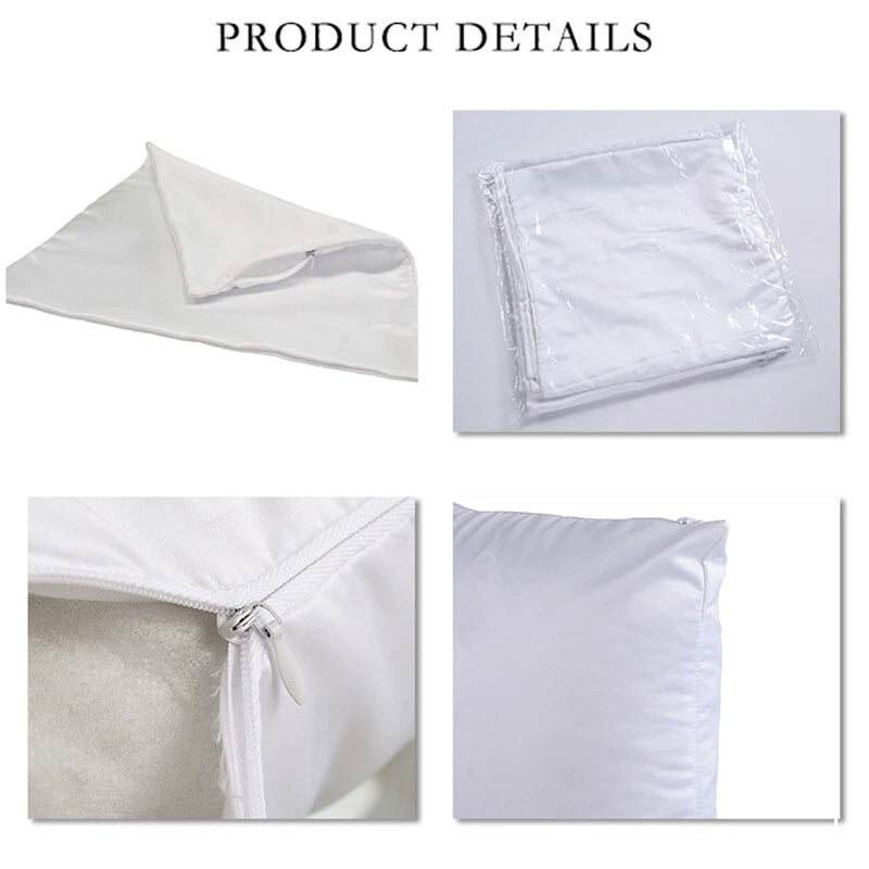 10Pcs 20" White Sublimation Blank Pillow Case Sofa Waist Cushion Cover DIY Gift