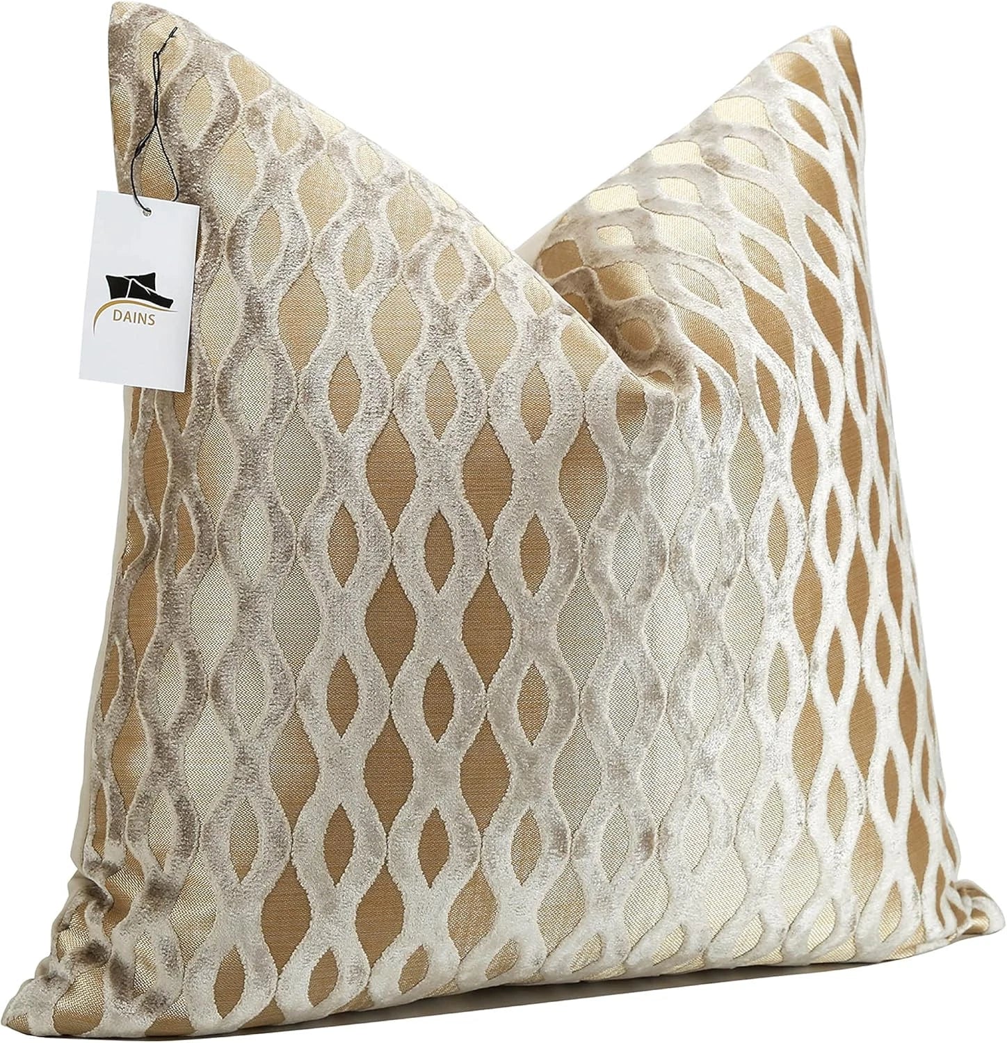 22X22 Beige Pillow Covers, Gold Cushion Throw Velvet Covers,Velvet Beige Gold Sq