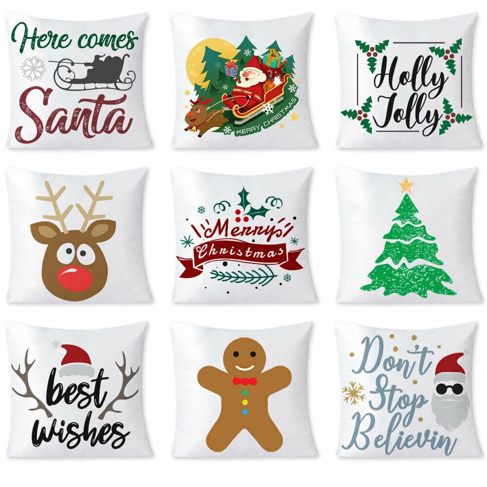 10Pcs 20" White Sublimation Blank Pillow Case Sofa Waist Cushion Cover DIY Gift