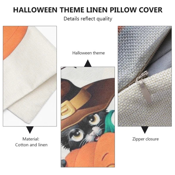 1PC Halloween Pillowcase Pillow Cover Sofa Cushion Cover Pumpkin Cat Pillowcase