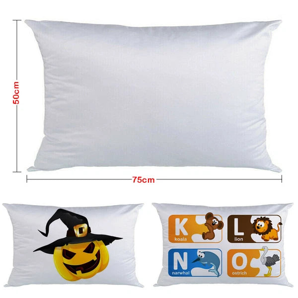 10Pcs 20" x 30" White Sublimation Blank Pillow Case Home Sofa Bed Cushion Cover
