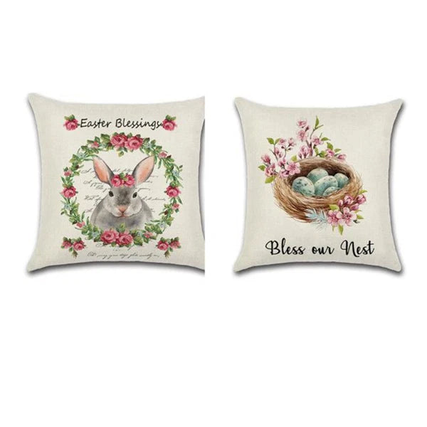 4 Pcs Square Cushion Cover Pillow Covers Couch Pillow Cases Bunny Cushion Covers