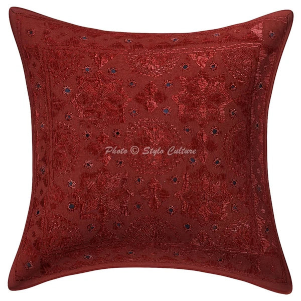 Cushion Cover Pillow Case Embroidered Indian Traditional Throw Decor Art Yoga
