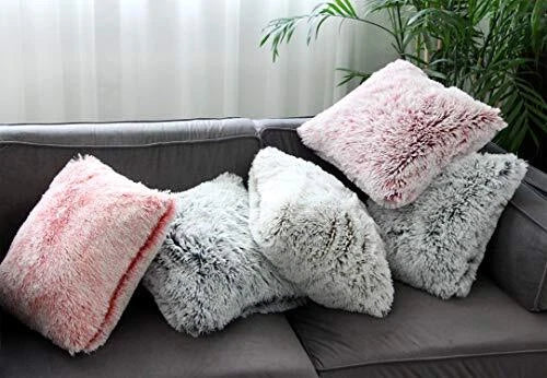 2 Packs Fluffy Plush Pillow Covers 22"x22", Winter Home Decorative Super Warm