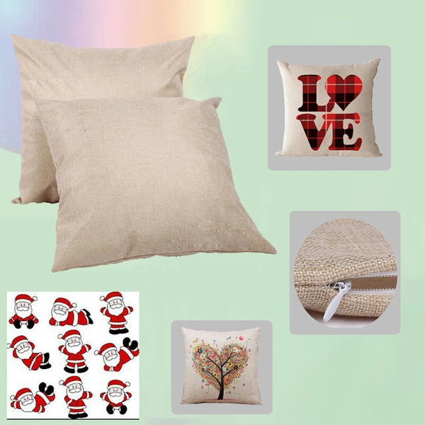 10pcs 18" Sublimation Blank Linen Pillow Case Home Sofa Car Waist Cushion Cover