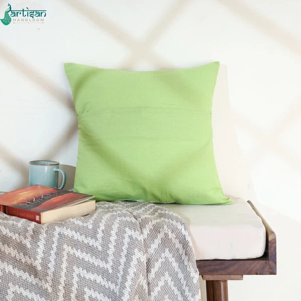 16" Green Ikat Print Kantha Cushion Decorative Throw Case Sofa Pillow Cover