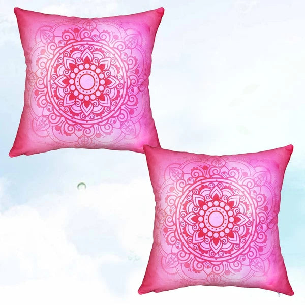 2 Pcs Yoga Pattern Pillowcase with Floral Cushion Cover for Couch