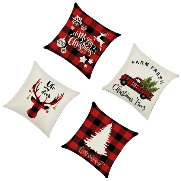 4 PCS Square Cushion Cover Sofa Pillowcase Printing Pillow Covers Bed Pillowcase