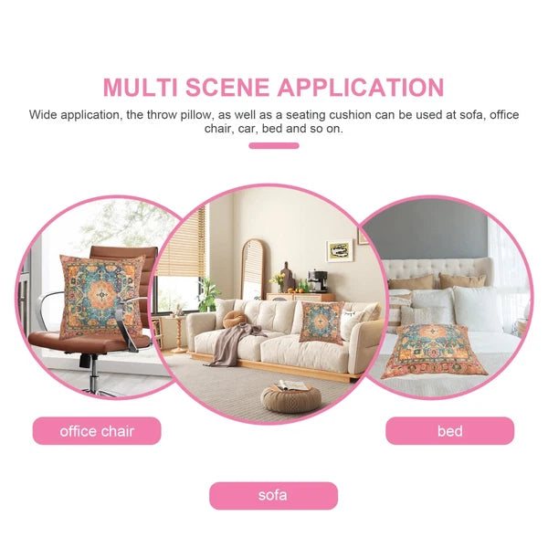 2 Pcs Pillow Case Cushion Cover Boho Style Ethnic Covers Sofa Bed