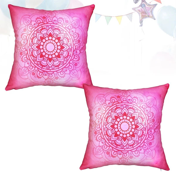 2 Pcs Yoga Pattern Pillowcase with Floral Cushion Cover for Couch