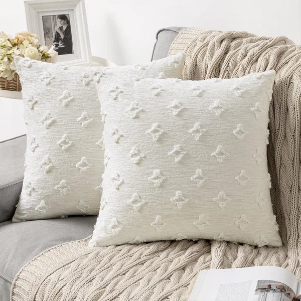 MIULEE Set of 2 Decorative Throw Pillow Covers Rhombic Jacquard Pillowcase So...