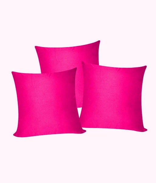 3 x Plain Satin 18x18 Dark Pink Cushion Cover / Pillow Cases /Sofa Décor