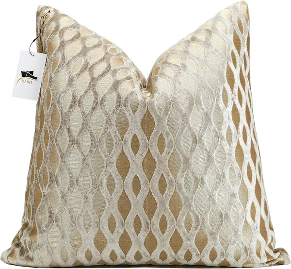 22X22 Beige Pillow Covers, Gold Cushion Throw Velvet Covers,Velvet Beige Gold Sq