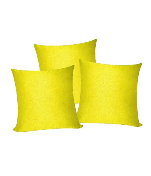 3 x Plain Satin 21x21 Yellow Cushion Cover / Pillow Cases /Sofa Décor