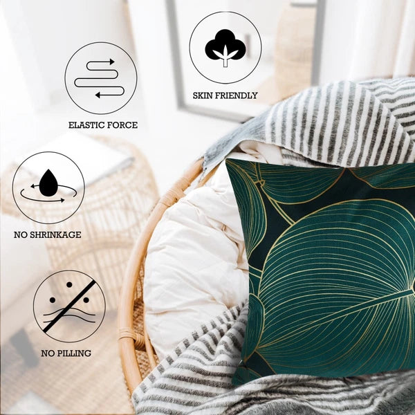 4 Pcs Leaf Decorative Pillow Cover Boho Cushion Travel Couch Bed Pillowcase