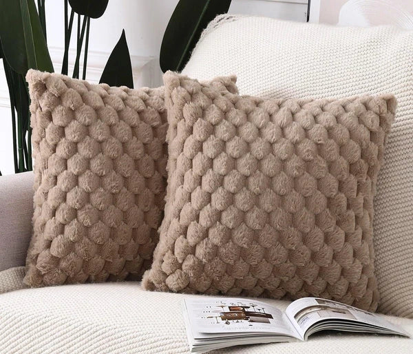 25 X 25 in Faux Fur Soft Fabric Throw Pillow Covers Case Sofa Bed Cushion Cover