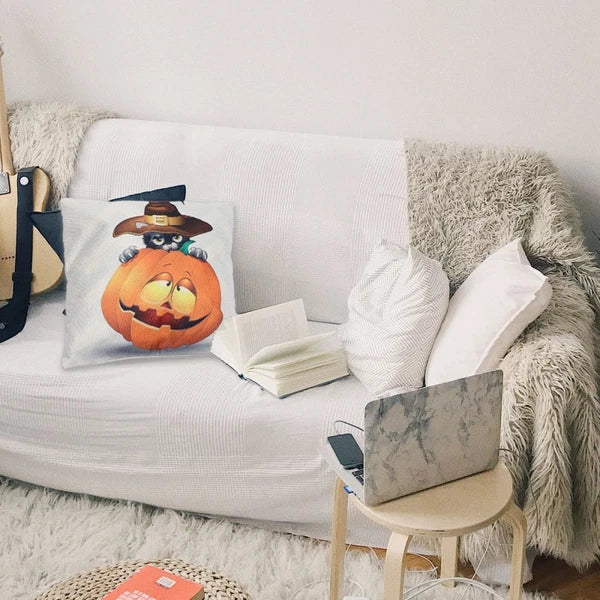 1PC Halloween Pillowcase Pillow Cover Sofa Cushion Cover Pumpkin Cat Pillowcase