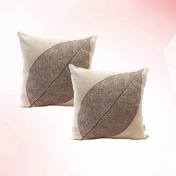 2 Pcs Leaf Pillow Cover Cushion Autumn Linen Sofa Pillowcase Square