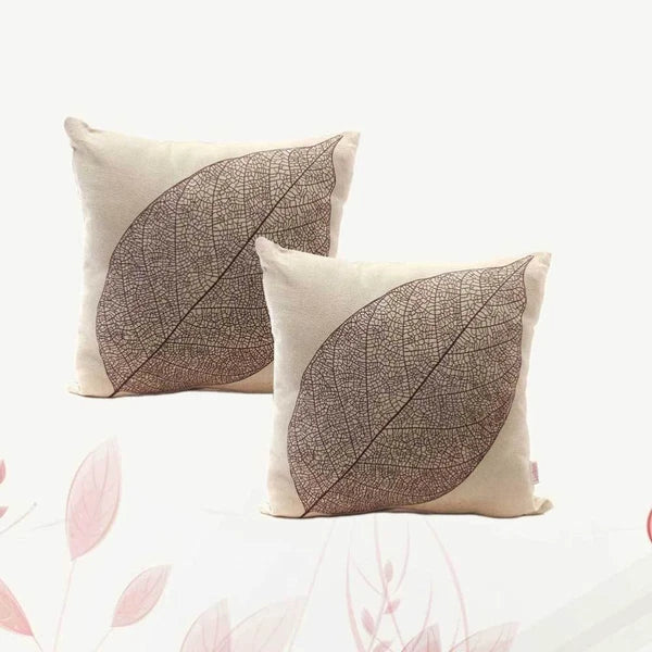 2 Pcs Leaf Pillow Cover Cushion Autumn Linen Sofa Pillowcase Square