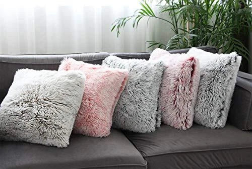 2 Packs Fluffy Plush Pillow Covers 22"x22", Winter Home Decorative Super Warm