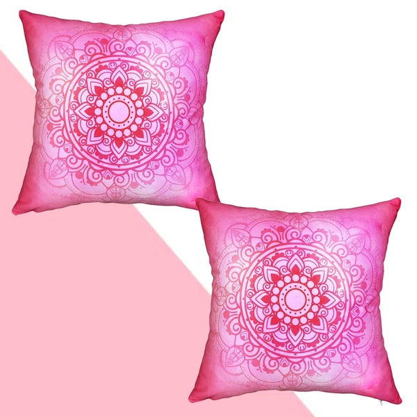 2 Pcs Yoga Pattern Pillowcase with Floral Cushion Cover for Couch