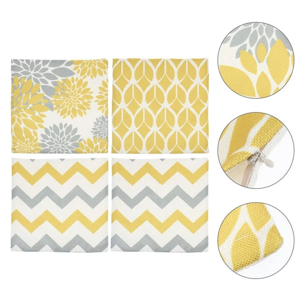 4 Pcs Pillow Case Office Linen Sofa Pillowcase Bed Cushion Cover