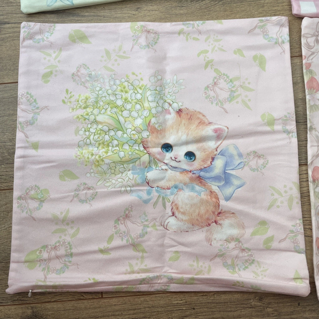 Cute Cat Flower Cushion Covers Throw Pillow Case for Home Sofa Bed Decor