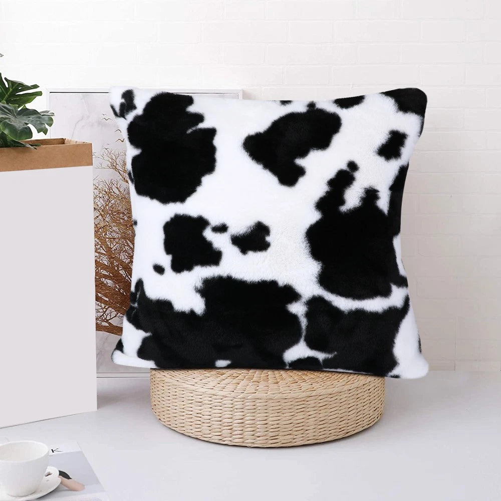 Cow Plush Cushion Travel Pillow Covers Decorative Pillowcase for Sofas