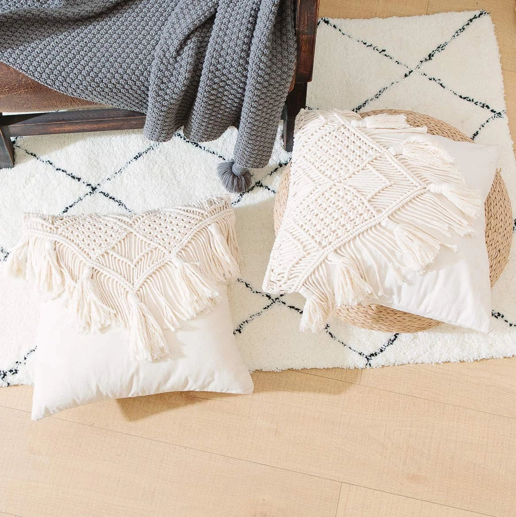 Cushion Covers Macrame Cushion Cover Woven Boho Cushion Cover for Bed Sofa Co...