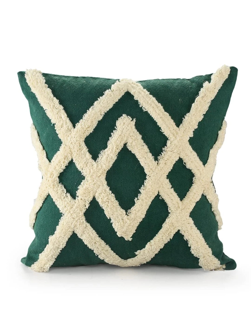 Cotton Cheer Tufted Cushion Cover For Sofa, Living Room Or Bed 18x18 inch, Green