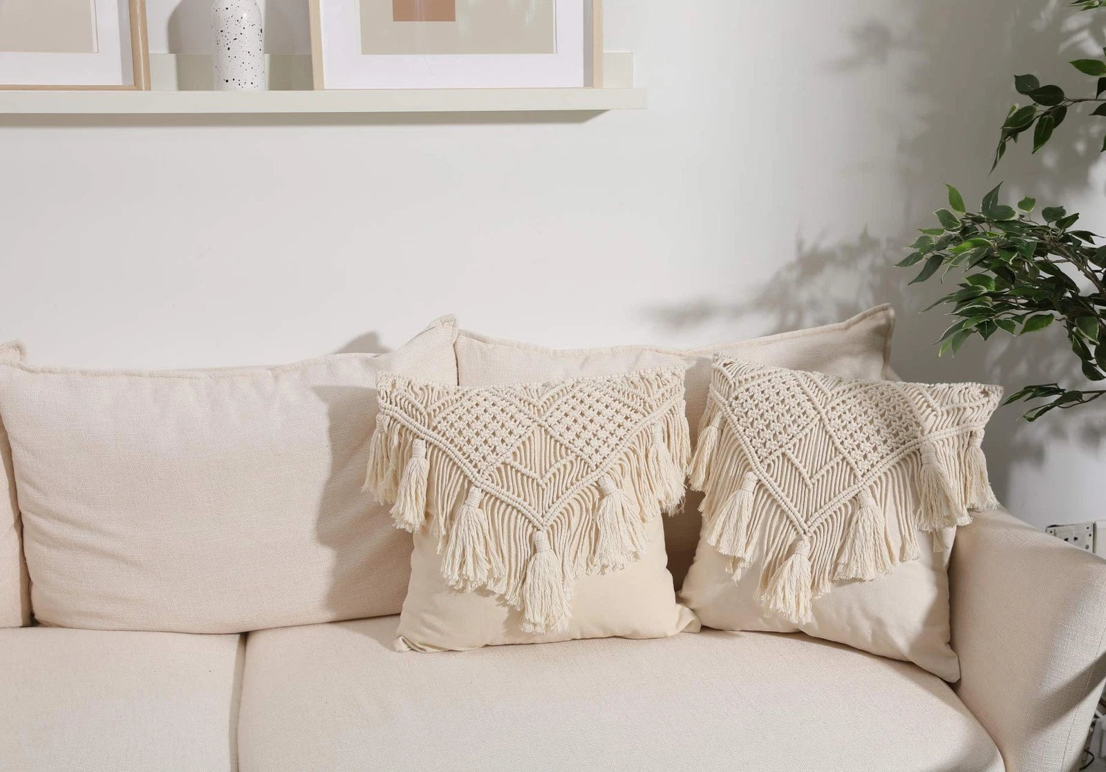 Cushion Covers Macrame Cushion Cover Woven Boho Cushion Cover for Bed Sofa Co...